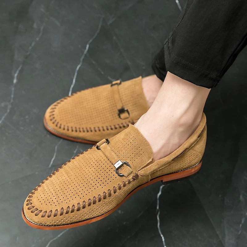 Dorian - Mokasíny Slip-On Perforovaný Design Kovová Přezka