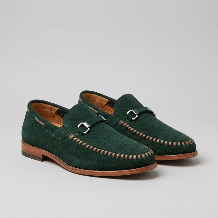 Dorian - Mokasíny Slip-On Perforovaný Design Kovová Přezka