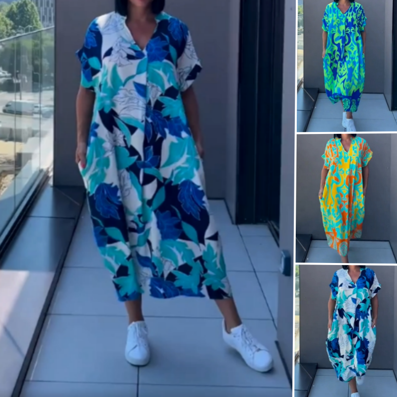 Noa - Kaftan Šaty pro Ženy Lehké s Potiskem