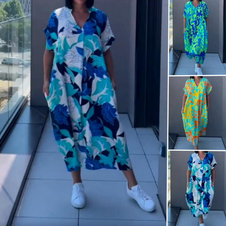 Noa - Kaftan Šaty pro Ženy Lehké s Potiskem