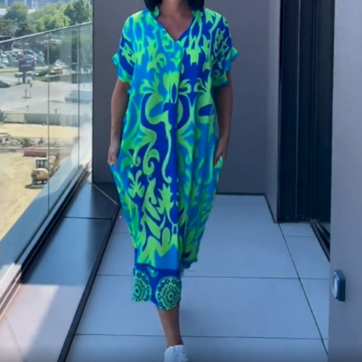 Noa - Kaftan Šaty pro Ženy Lehké s Potiskem