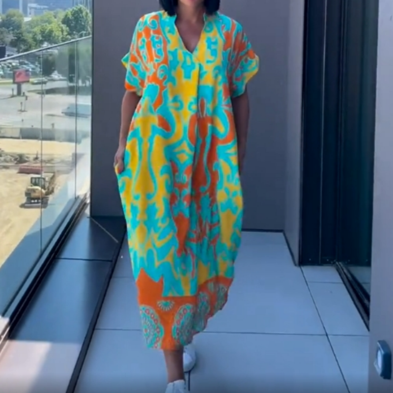 Noa - Kaftan Šaty pro Ženy Lehké s Potiskem