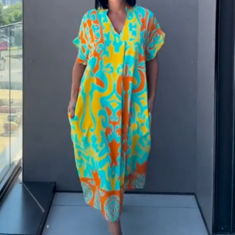 Noa - Kaftan Šaty pro Ženy Lehké s Potiskem