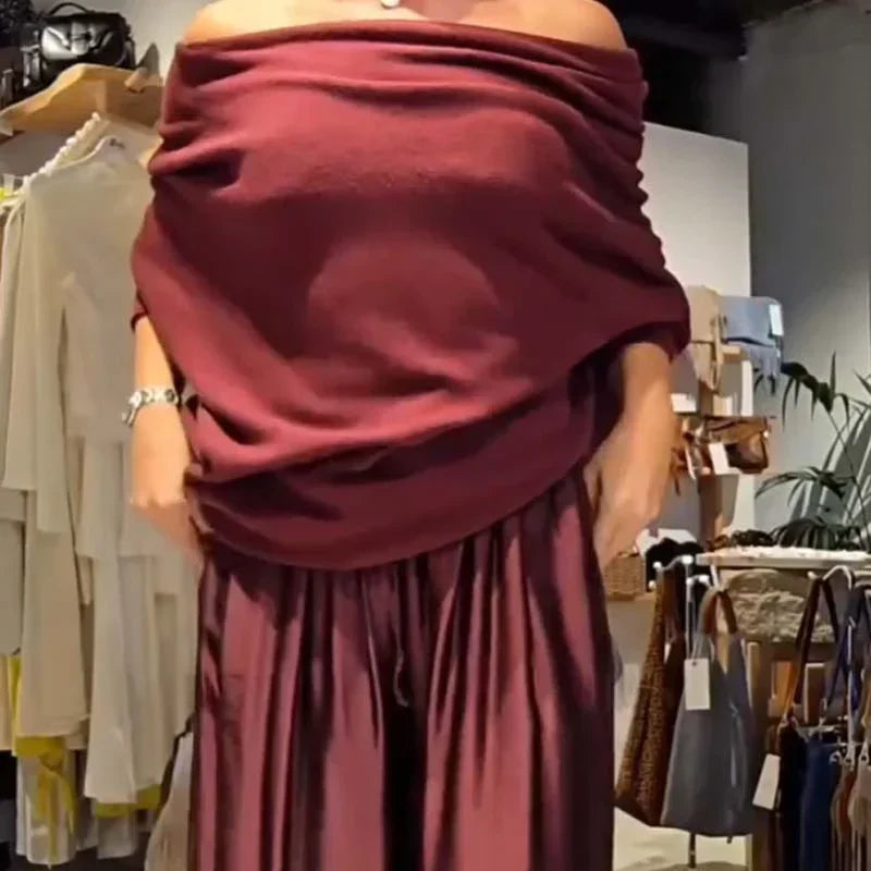 Mahulena™ - Dámský set s volným topem a širokými kalhotami